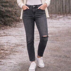 American Eagle Next Level Stretch Distressed Skinny Jeans Women’s Size 6 Gray